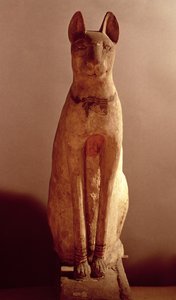 Doodskist van een kat beschermd door de godin Bastet